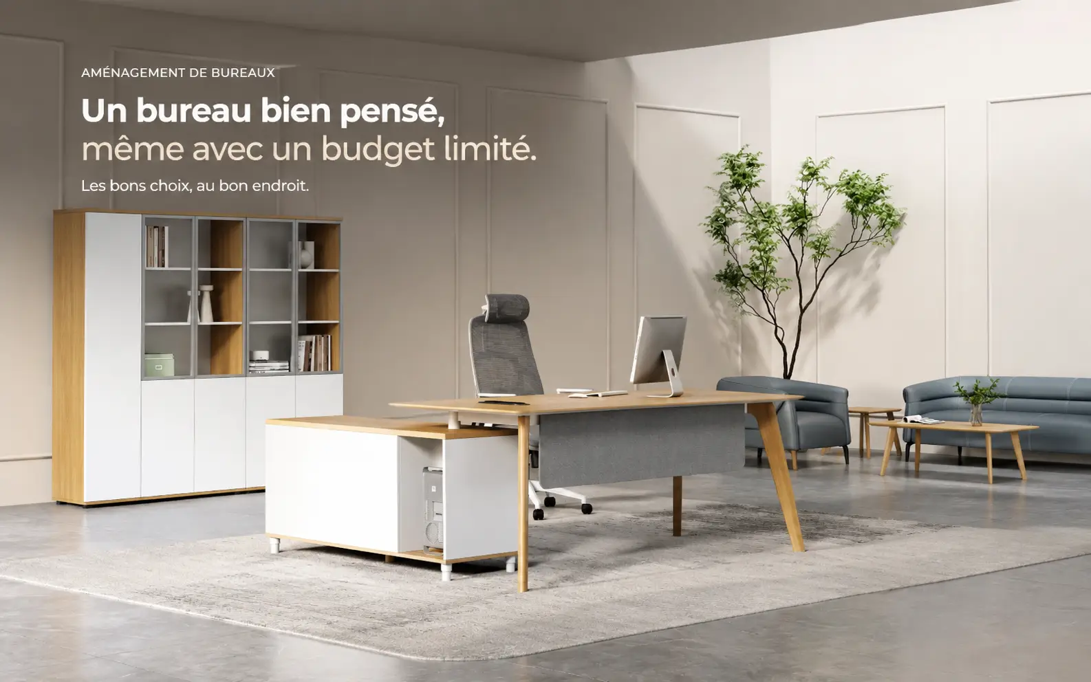 Bureau de direction avec rangement et espace séjour